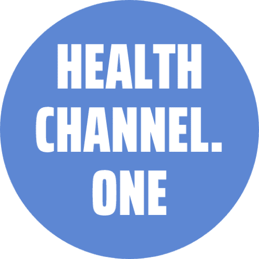 Health channel one logo with bold, white lettering on a soothing blue circular background, symbolizing a focus on wellness and medical information.